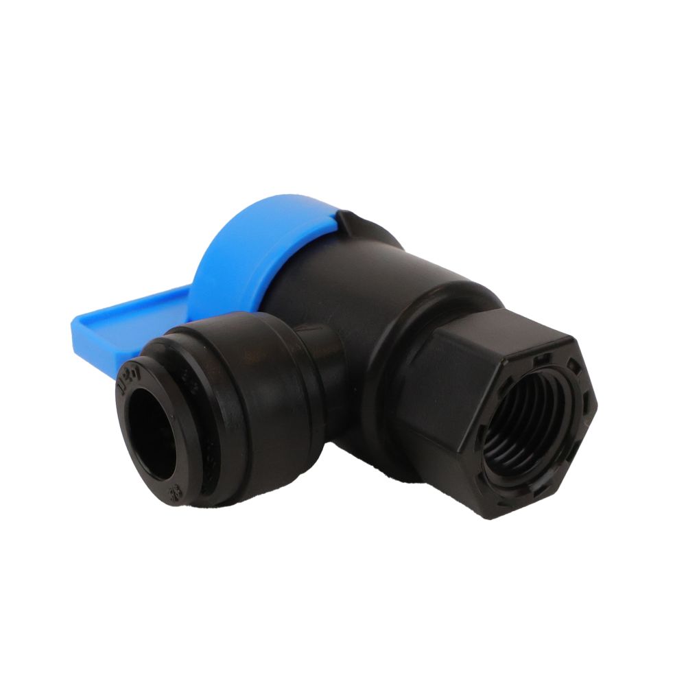 NeoFit - Acetal Black Tank Valve Female Elbow 1/4" FPT x 3/8" tube