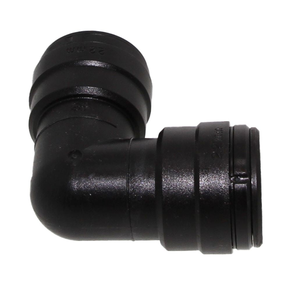 John Guest Union Elbow - 22mm Black Acetal