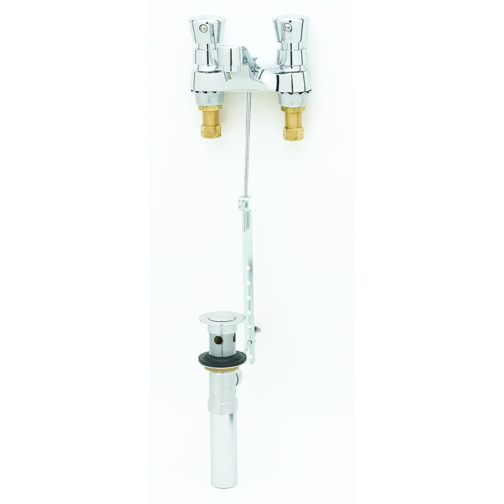 T&S Brass B-0830 Deck Mount Slow Self-Closing Centerset Lavatory Metering Faucet w/ Pop-up
