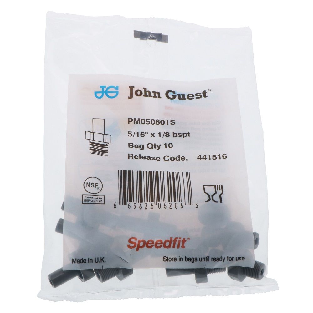 John Guest Stem Adapter BSPT - 5/16 x 1/8 BSPT
