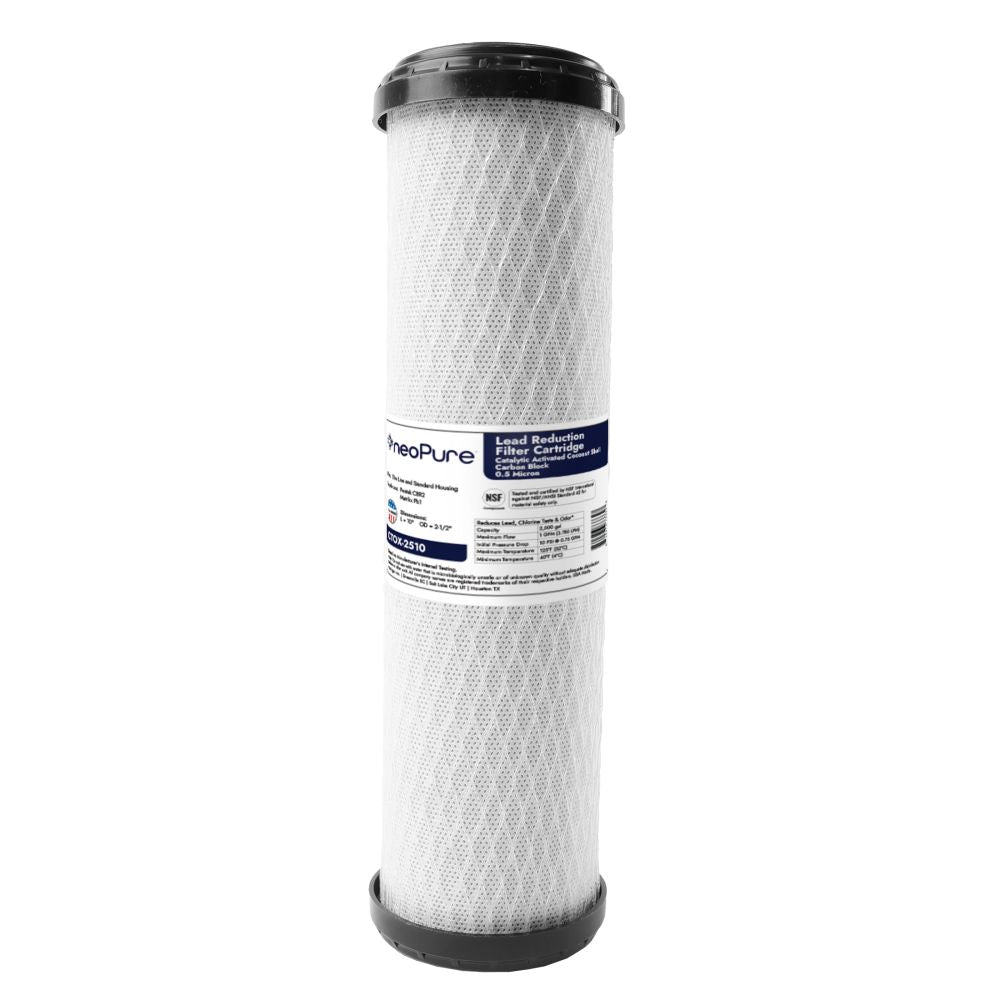 Neo-Pure CTOX-2510 9-7/8" x 2-1/2" Chloramine/VOC/LEAD Carbon Block Filter 0.5 micron