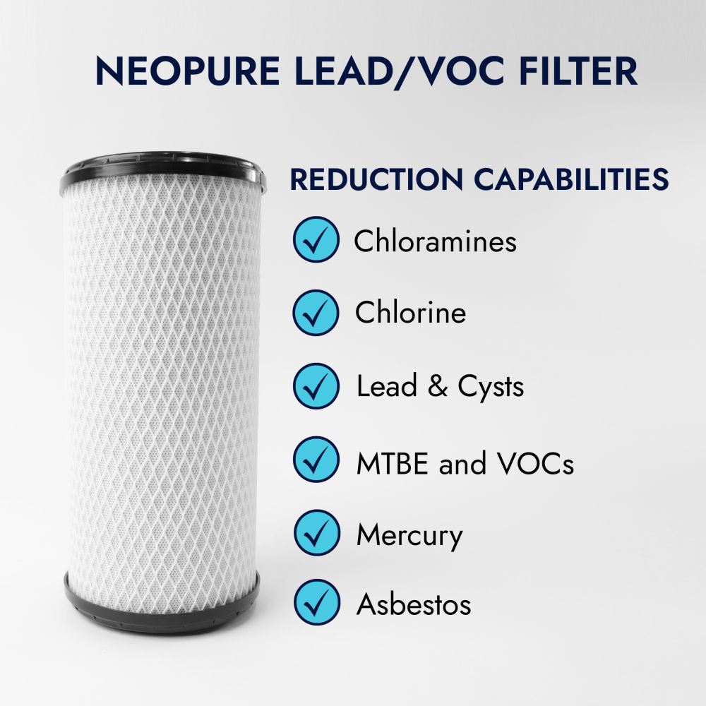 Neo-Pure CTOX-4510 9-7/8" x 4-1/2" Chloramine/VOC/LEAD Carbon Block Filter 0.5 Micron