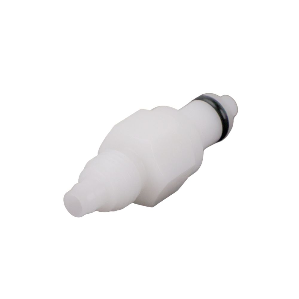 LinkTech 20AC Series Straight Male, Valved, 1/4" PTF, Natural Acetal, Buna N