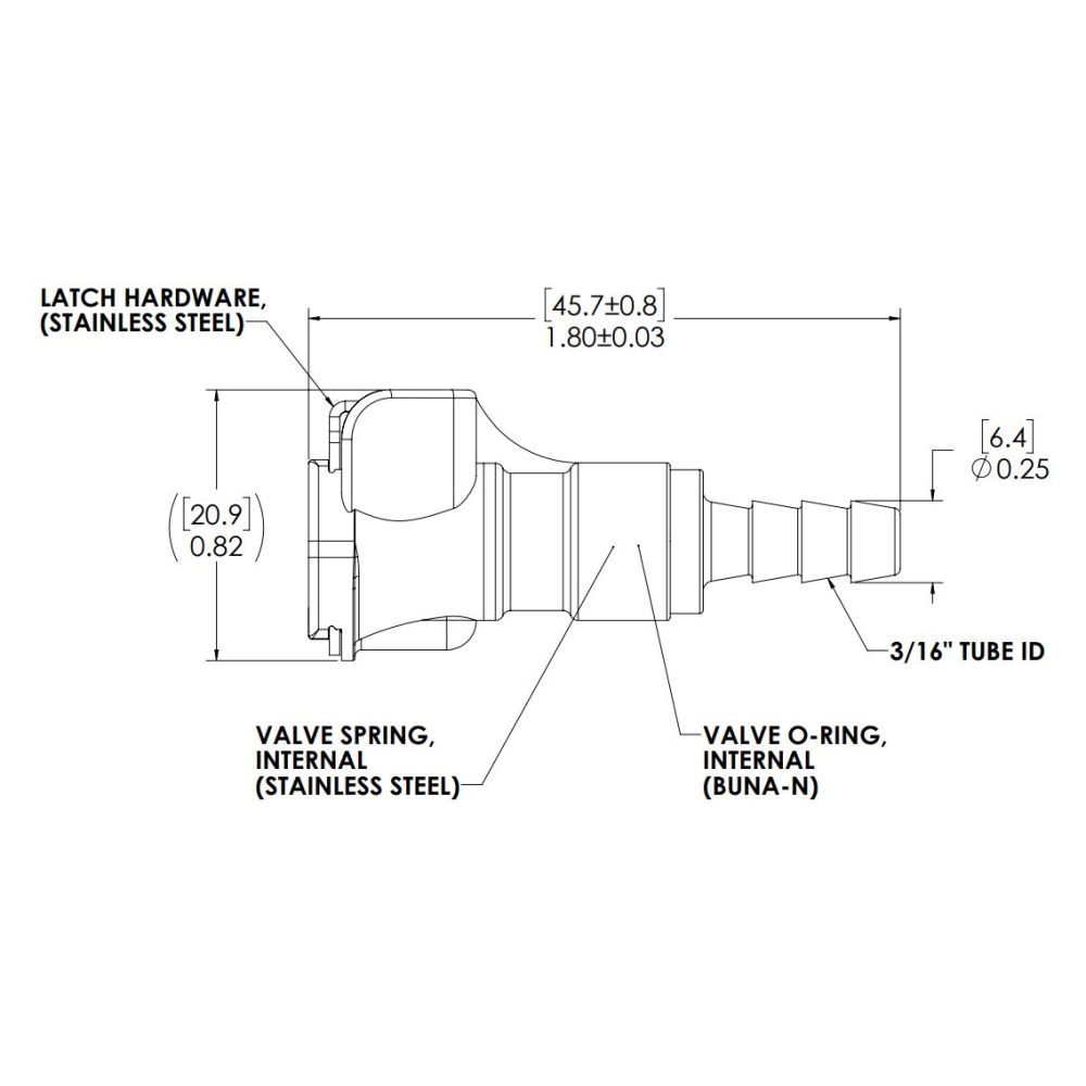 LinkTech 20AC IL Socket, Valved, 3/16" HB