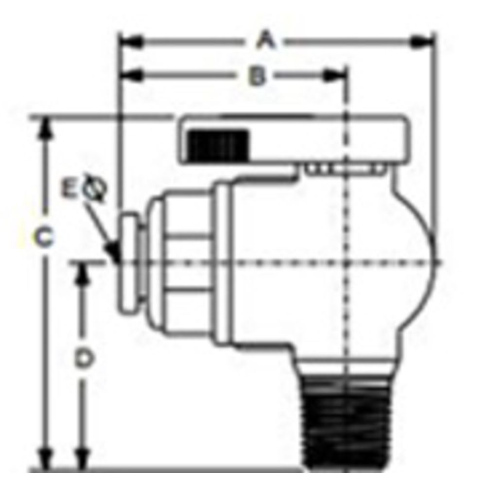Valve Male Elbow 1/4"x1/2"NPT