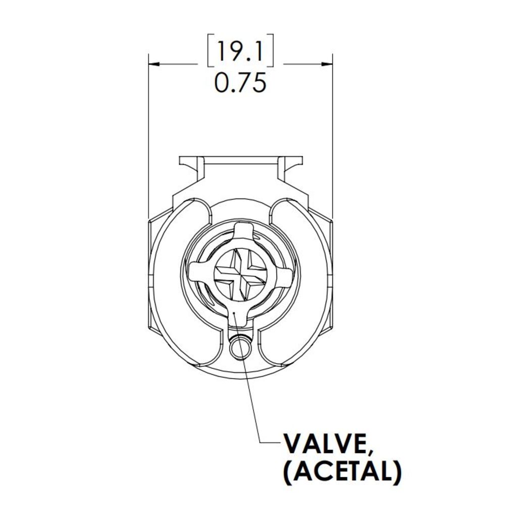 LinkTech 40AC Series Panel Mt. Female, Valved, 1/4" HB, Natural Acetal,