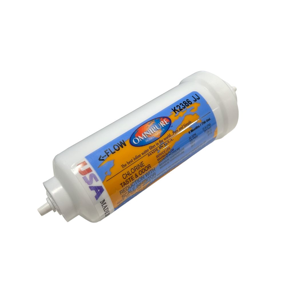 Omnipure K2386-JJ Inline GAC/Phosphate 1/4" QC - 6" x 2" tube Filter