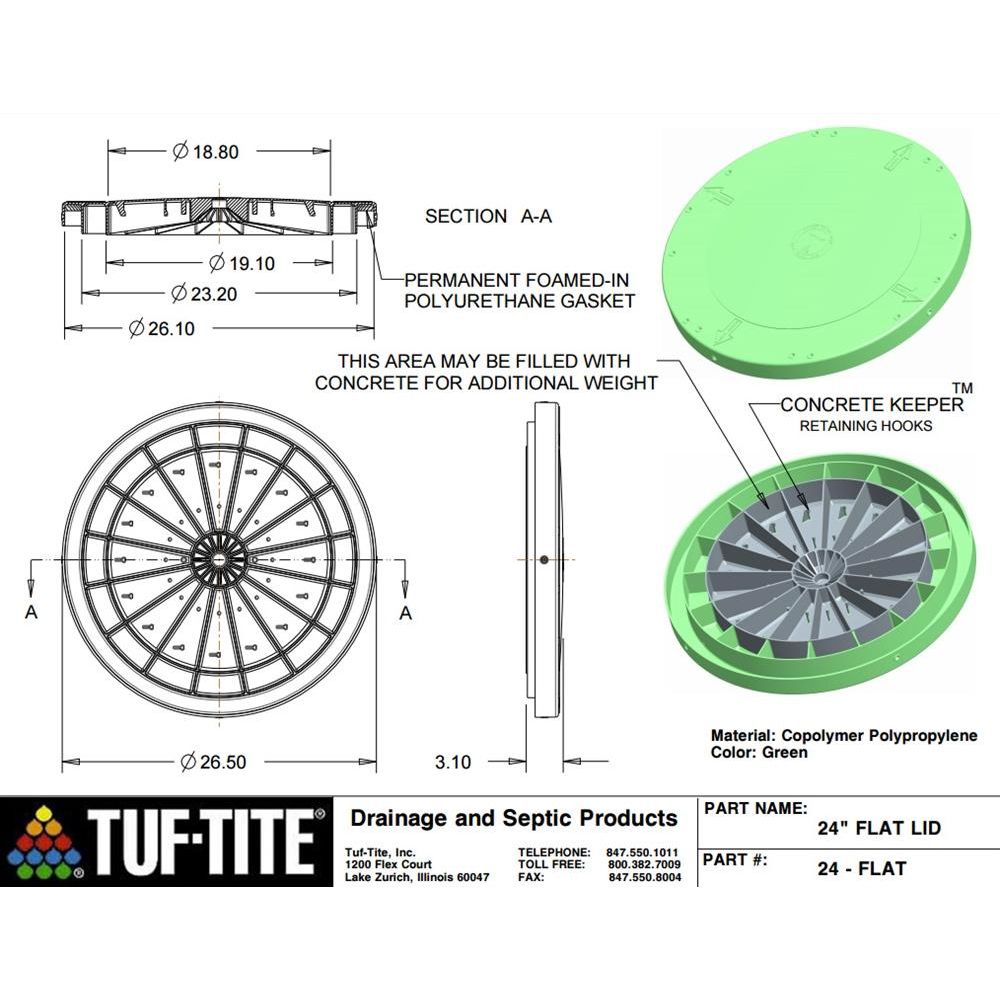 TUF-TITE 24" Heavy Duty Flat Lid