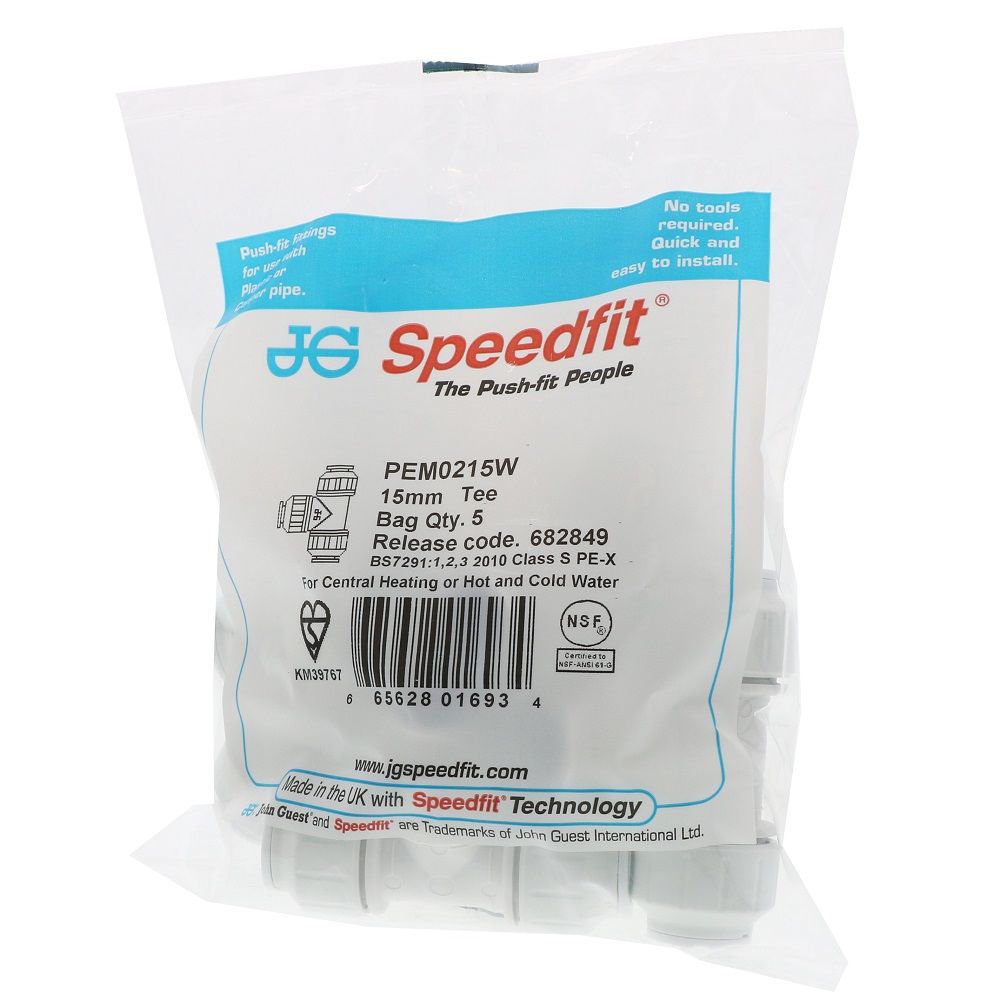 John Guest Union Tee - 15mm