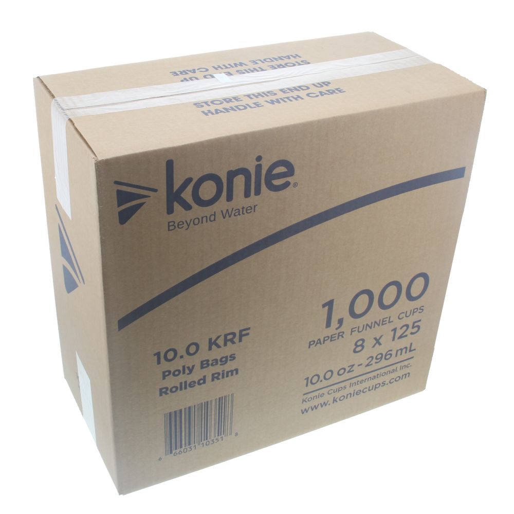 1000 Konie 10 oz Disposable Paper Funnels - 8 sleeves of 125