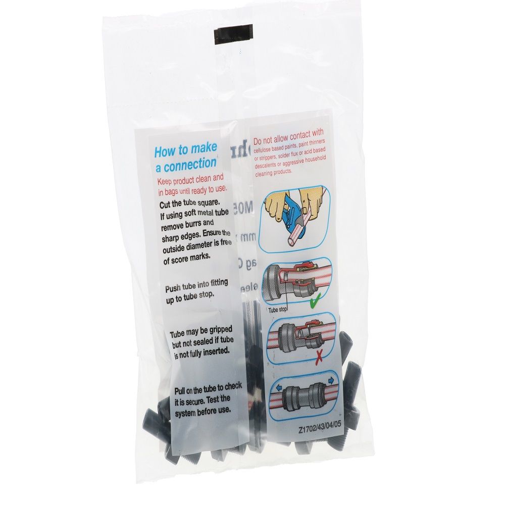 John Guest Stem Adapter BLACK ACETAL - 8mm x 1/8 BSPT