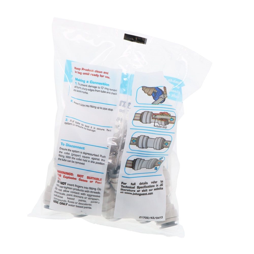 John Guest Reducing Union - 1/2 x 3/8