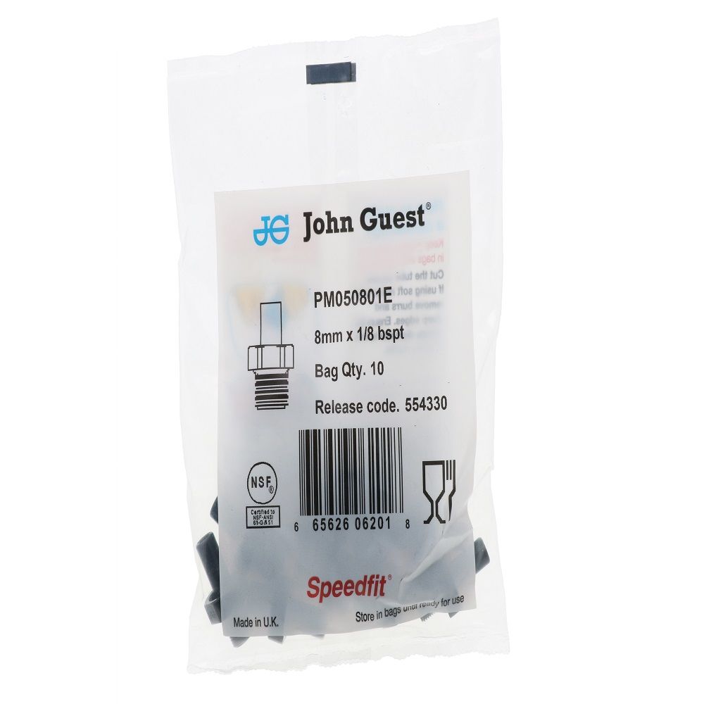 John Guest Stem Adapter BLACK ACETAL - 8mm x 1/8 BSPT