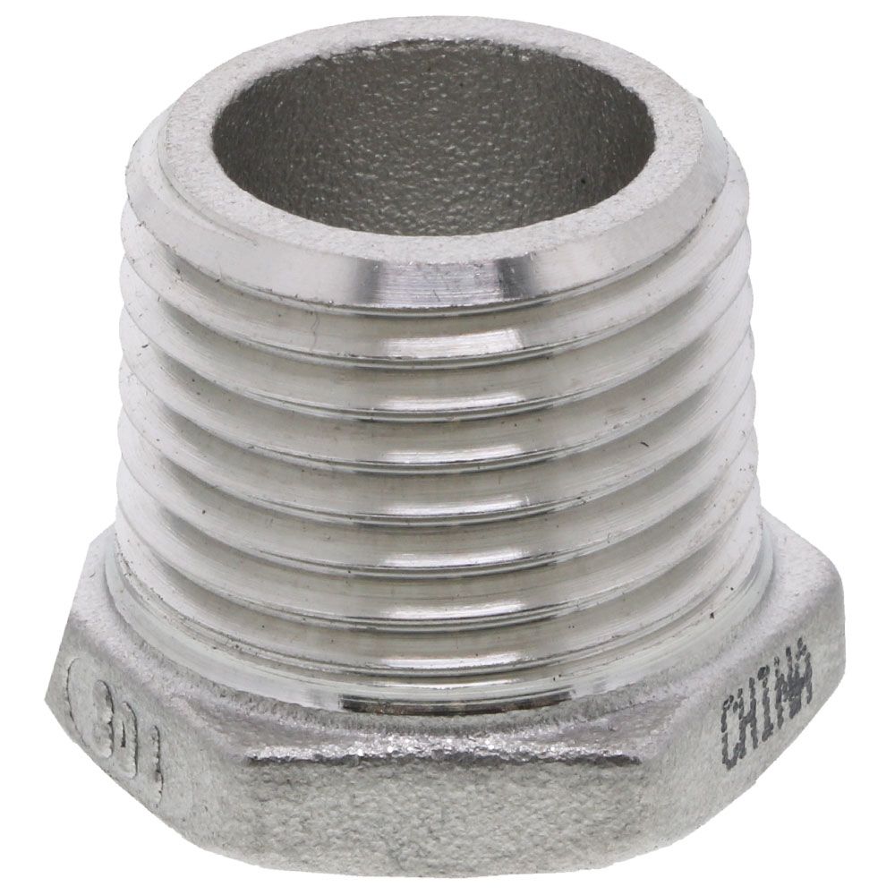 Lead Free Stainless Steel Hex Bushing - 1/2 MPT x 3/8 FPT