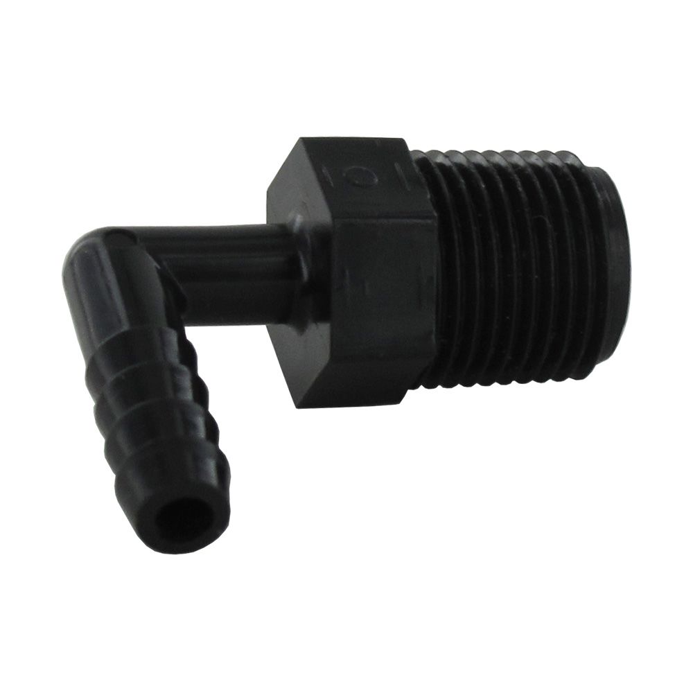 Male Elbow Barb Connector PP - 1/4 ID Barb x 3/8 MNPT