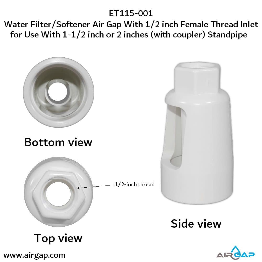 Standpipe Airgap - 1.5" PVC 40 / ABS, 1/2" FPT G15
