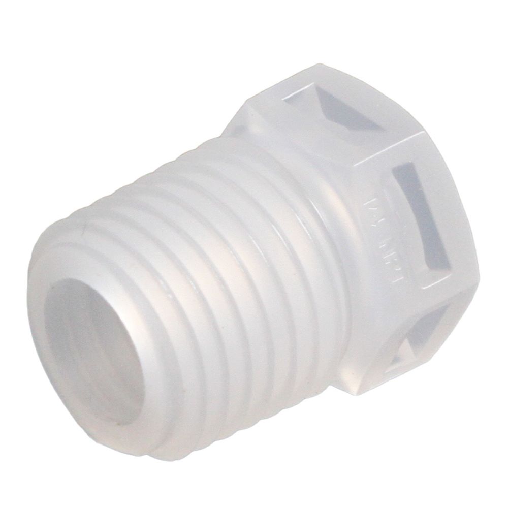 Colder N8P Plug Fitting, 1/4 NPT, Natural Polypropylene