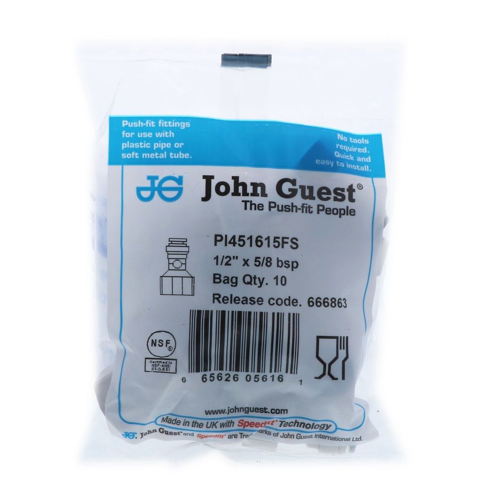 John Guest Female Adapter BSPP - 1/2 x 5/8 BSPP