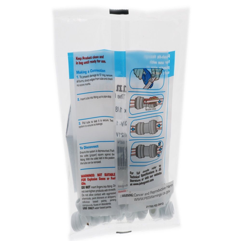 John Guest Fixed Elbow NPTF - 1/4 QC x 1/8 MPT