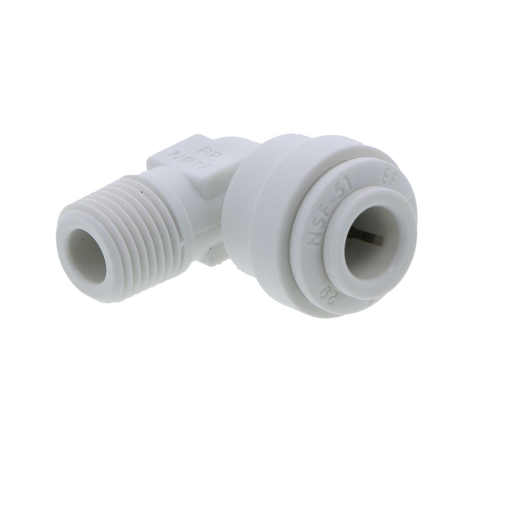 John Guest Fixed Elbow NPTF Polypro - 1/4 x 1/8 NPTF