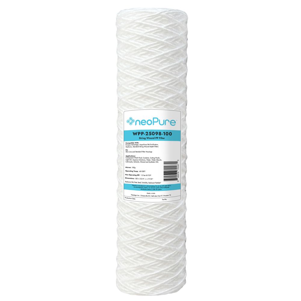 Neo-Pure WPP-25098-100 10" Surfactant Free String Wound Filter 100 Micron