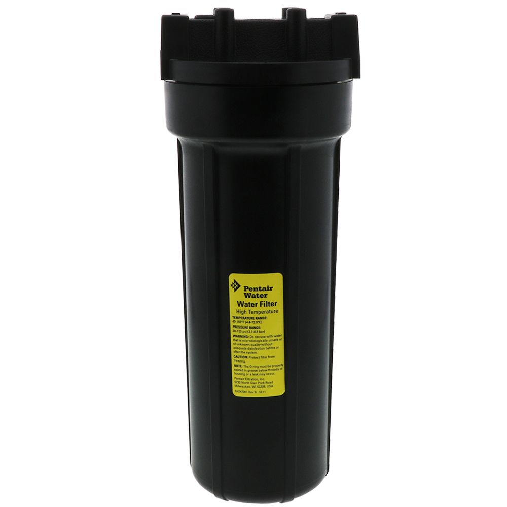 Pentek 158319 10" High Temperature Slim Line Black Housing No PR - 1/2" FPT