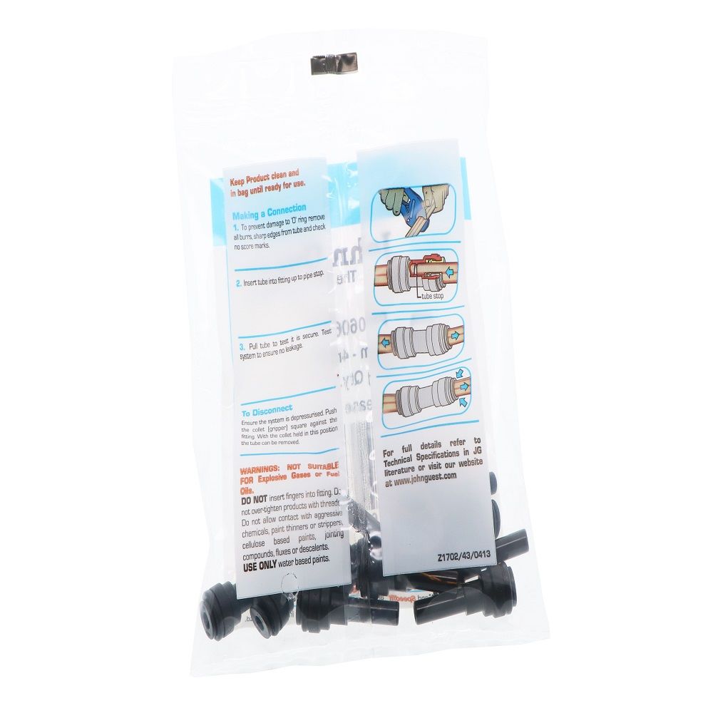 John Guest Reducer Stem Black Acetal - 4mm x 6mm Stem