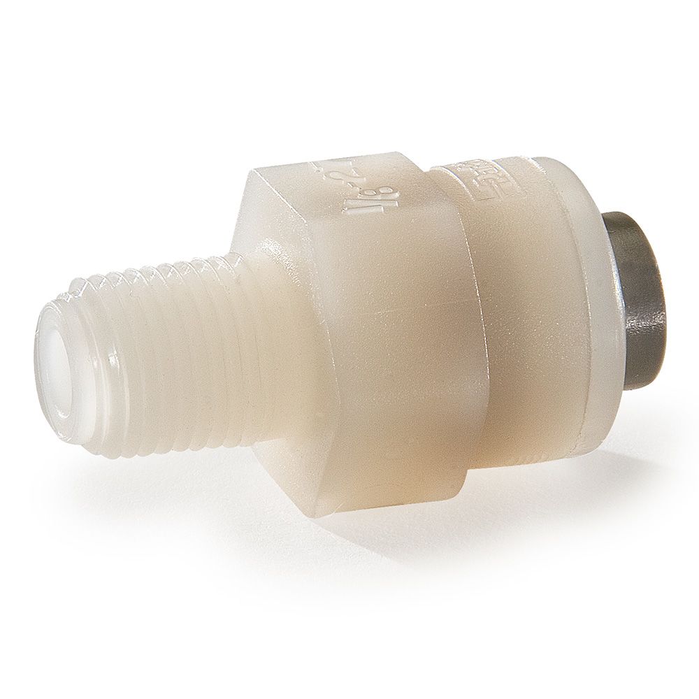 Kynar PVDF Male Connector - 1/4 x 3/8 NPTF