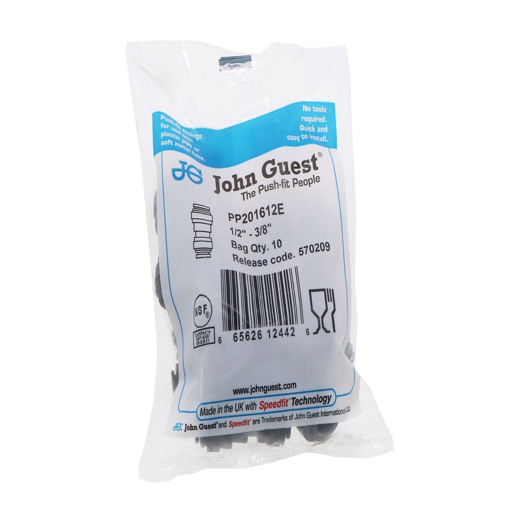 John Guest Reducing Union Black Polypropylene - 1/2 x 3/8