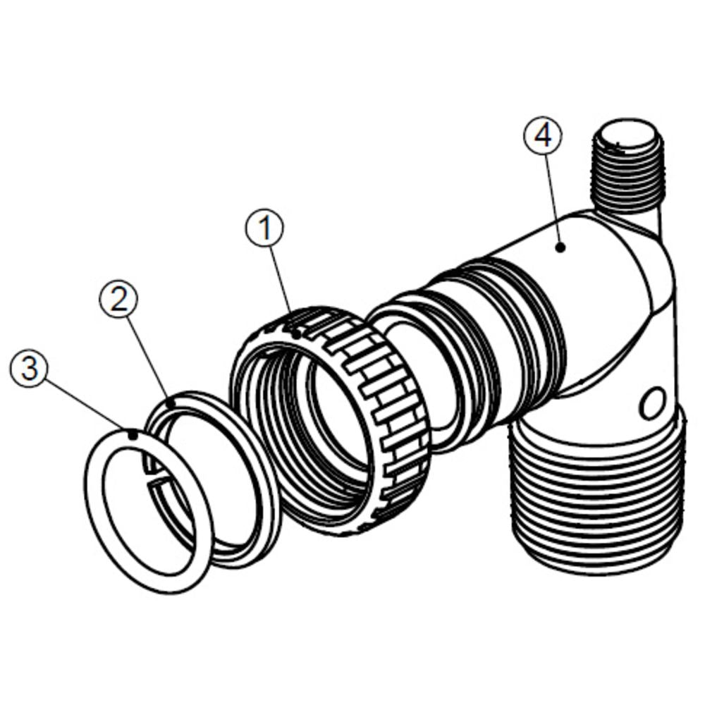 Clack WS1 V3007 PVC 1" NPT Male Elbow Assembly