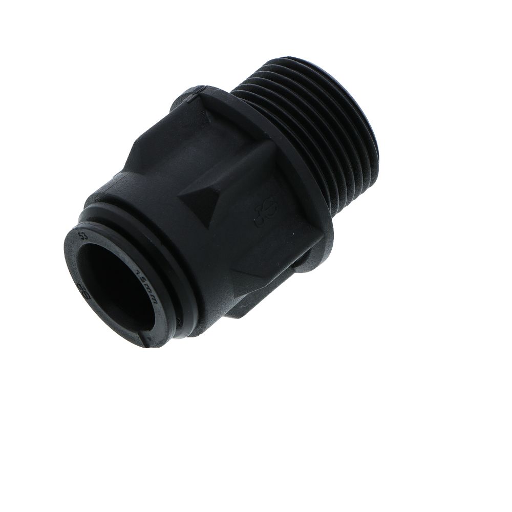 John Guest Male Connector BLACK ACETAL - 15mm x 3/4 BSP