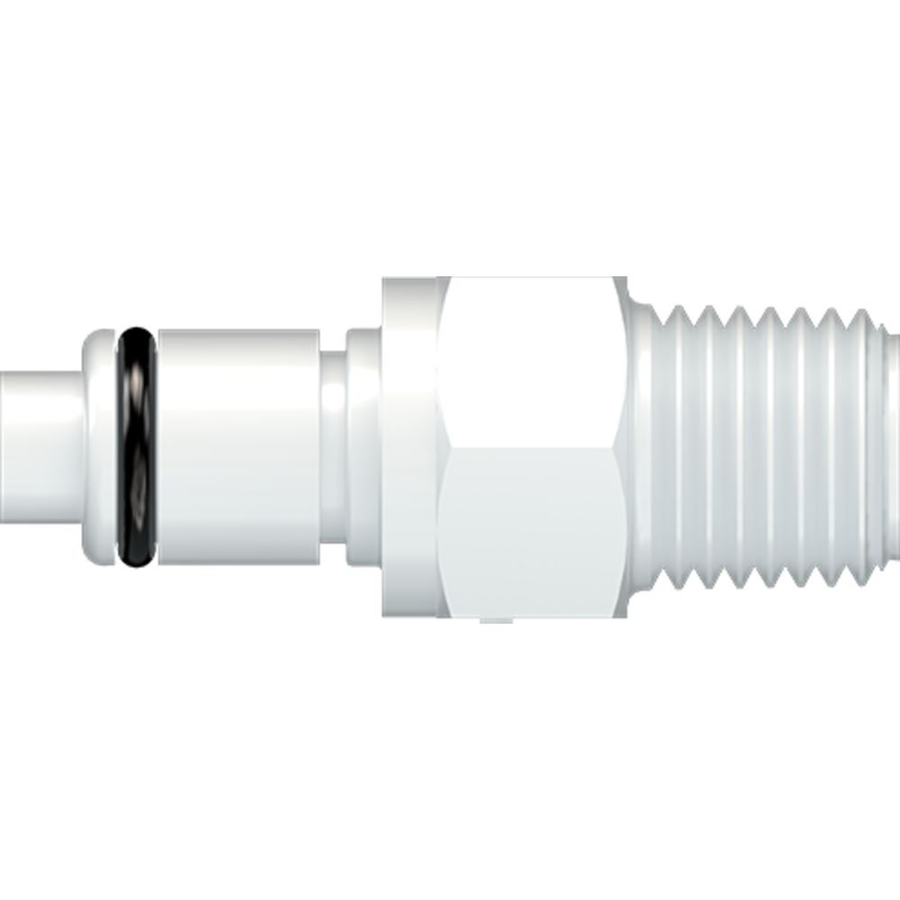 LinkTech 40AC Series Male Thread Male, Valved, 1/4" MNPT, Natural Acetal, Buna N