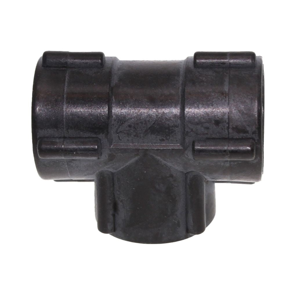 Tee Union Female - 1/2 FPT x 1/2 FPT x 1/2 FPT - Black Polypropylene