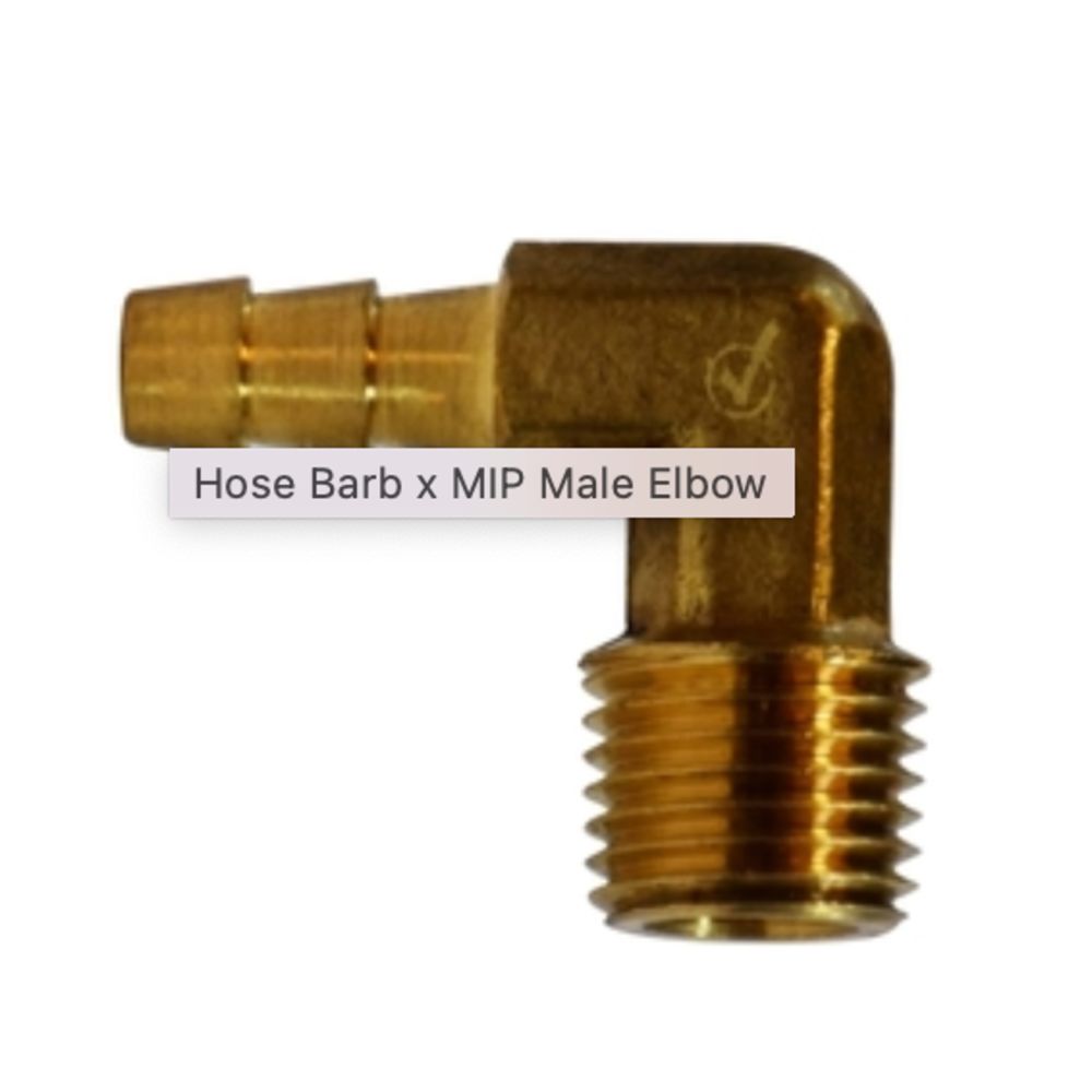 Brass 3/8 Hose Barb x 1/4 MIP Elbow
