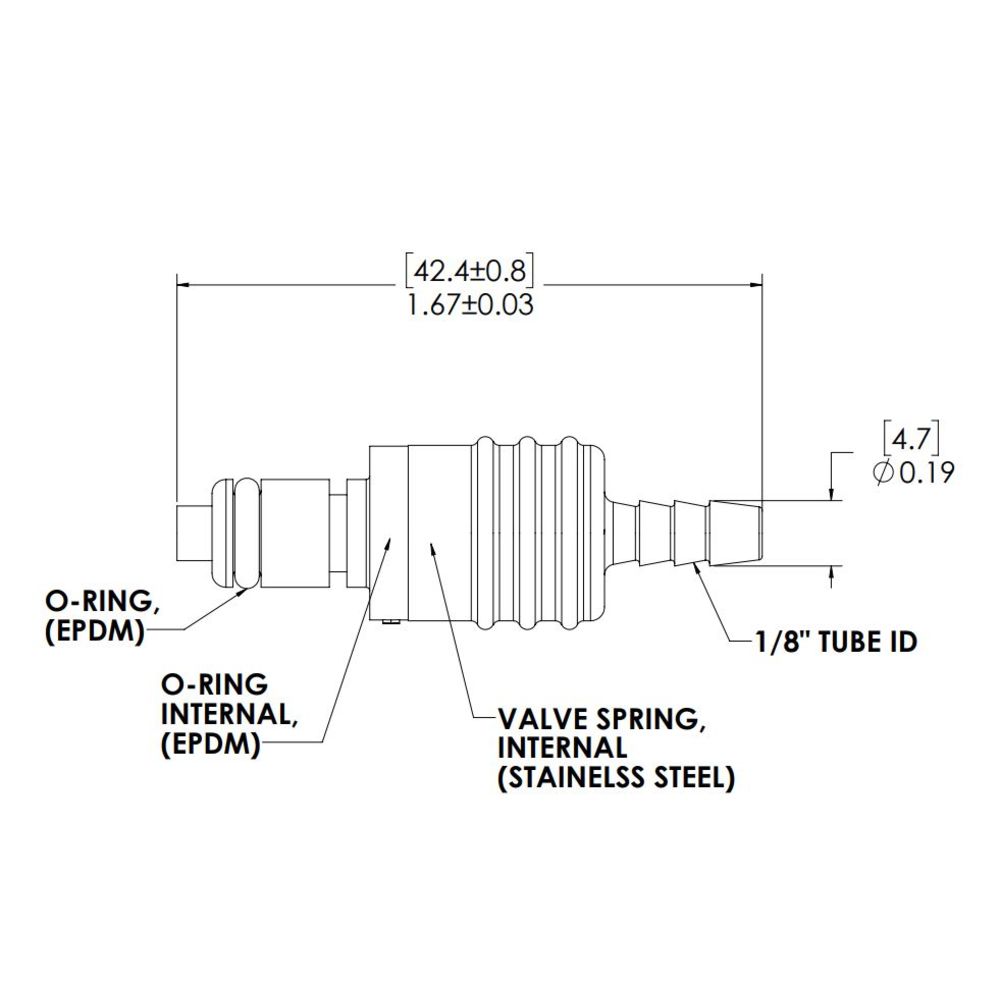 LinkTech 20PPV Inline Plug, Valved, 1/8" HB Almond Color