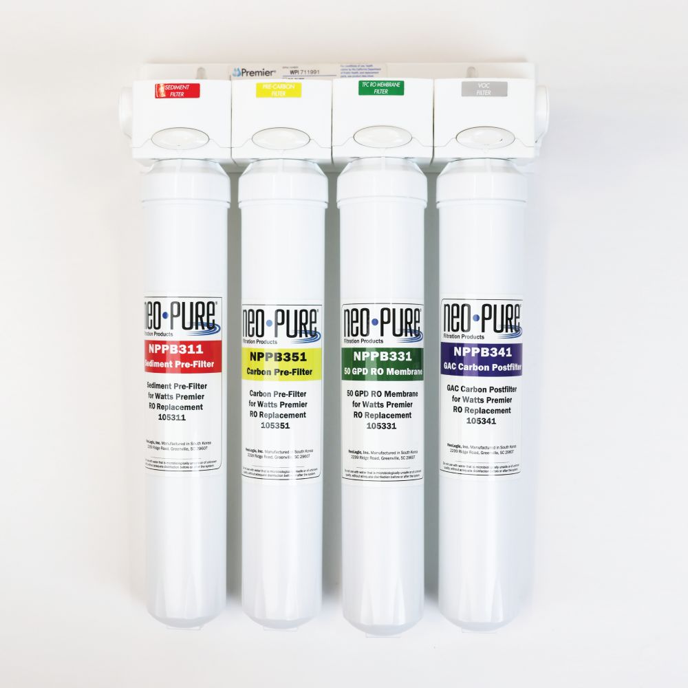 Neo-Pure RO Pure One Year Pre and Post filter Kit with Membrane Replacement For Watts Premier 531155