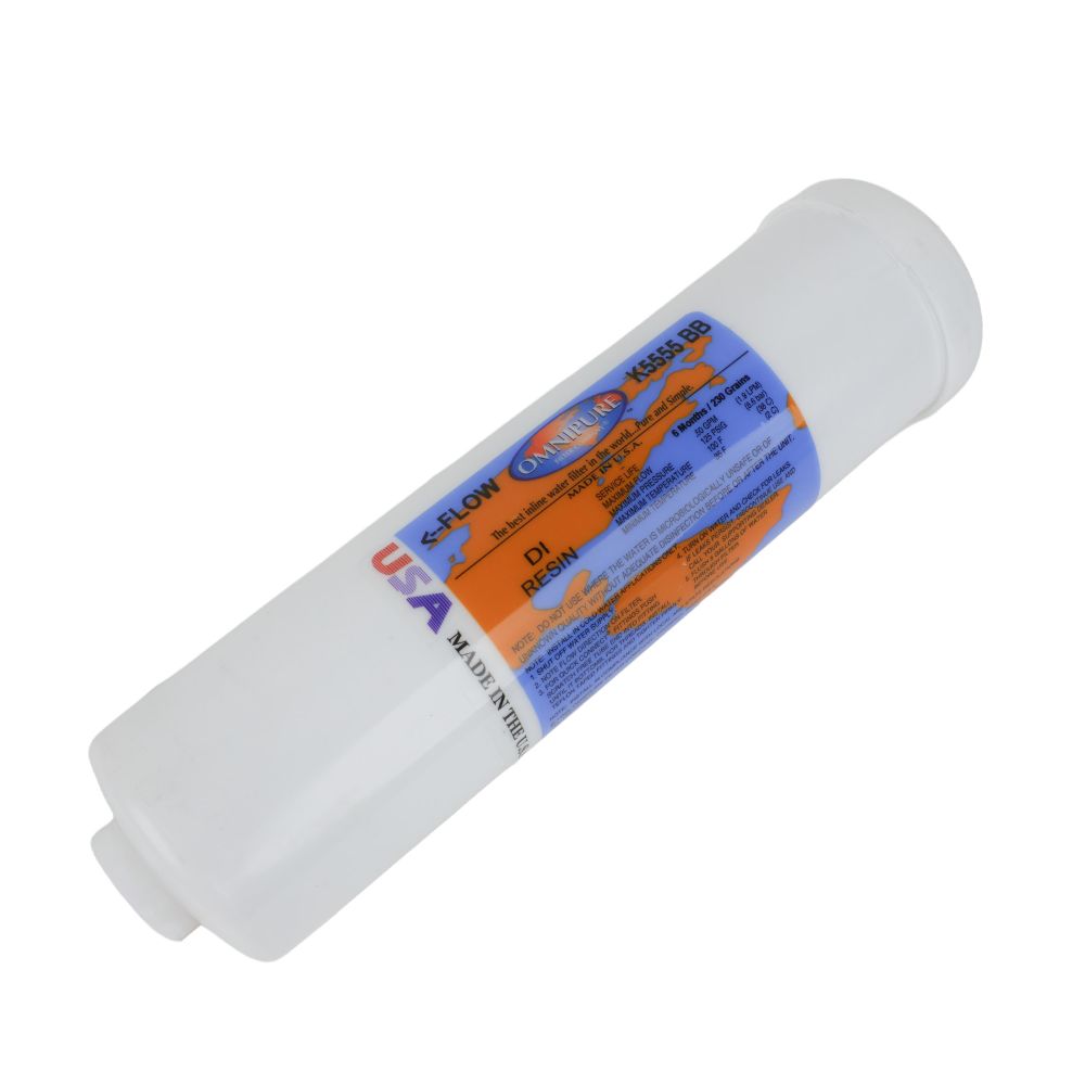 Omnipure Inline K5555-BB DI Mixbed Resin - 10" x 2.5" Filter - 1/4" FPT