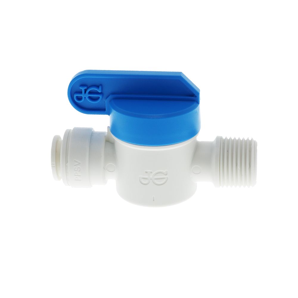 John Guest Shut-Off Valve Polypro Male NPTF - 3/8 Tube x 3/8 Male NPTF