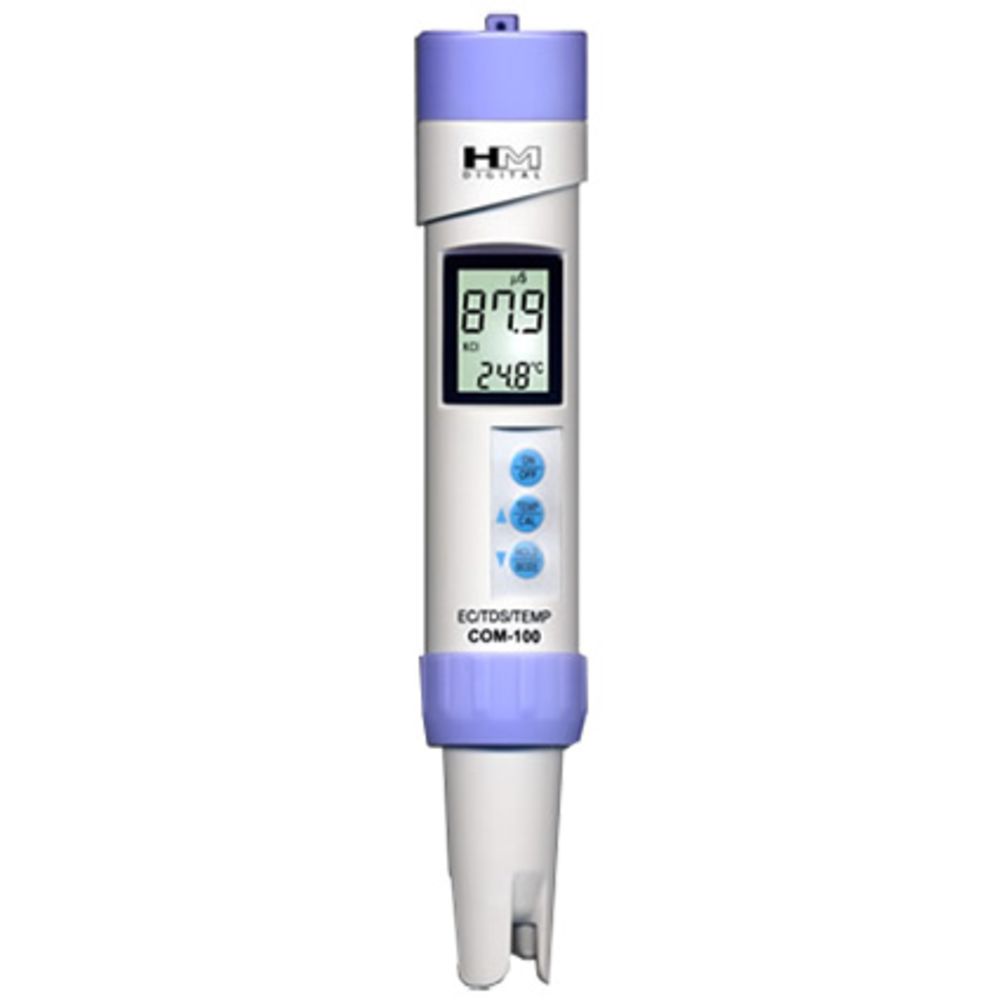 HM Digital COM-100 HMDCOM100 Waterproof EC/TDS And Amp Temperature Combo Meter, White/Purple