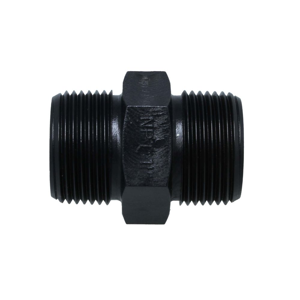 Nipple Hex - 1" x 1" MPT Black Polypropylene