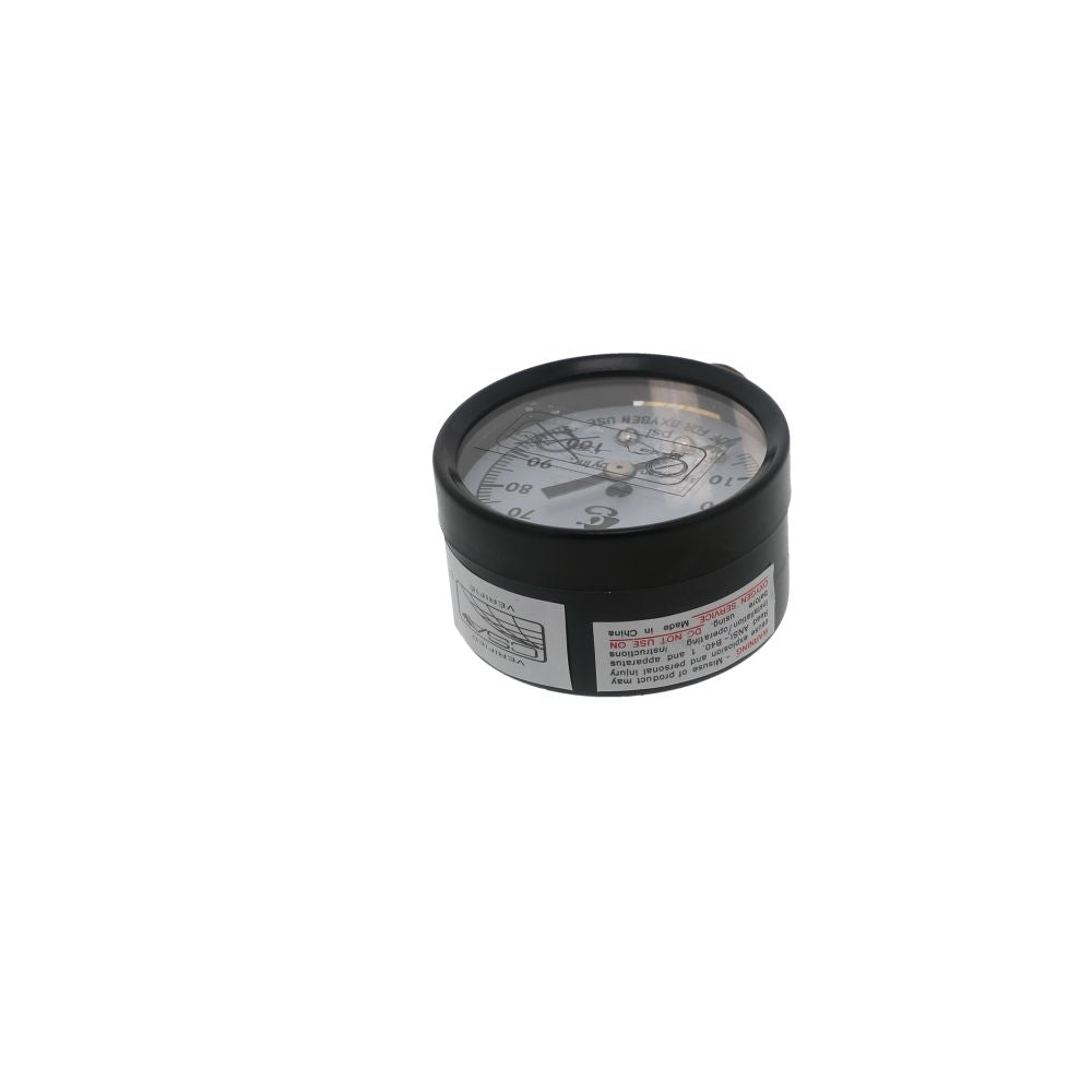 Water Pressure Gauge 100 PSI, 1/4" MPT, 2.0" Glass Dial, Lead Free Brass, Lower Mount, Black Steel Case