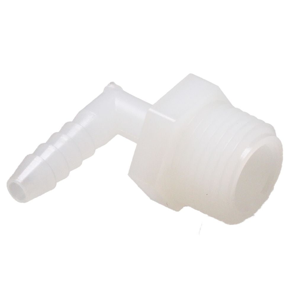 Male Elbow Barb x Male NPT - 3/8" HB x 3/8" MNPT - Natural Nylon