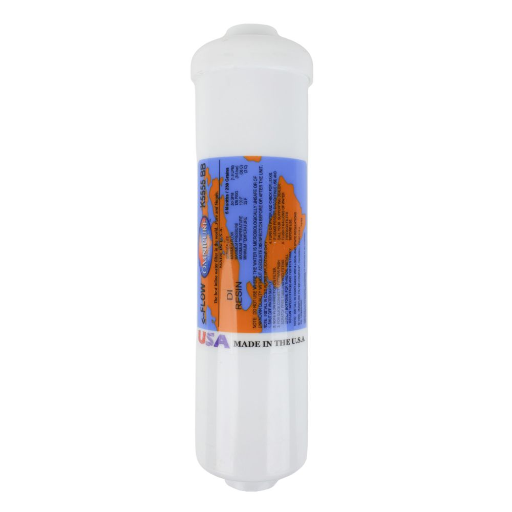 Omnipure Inline K5555-BB DI Mixbed Resin - 10" x 2.5" Filter - 1/4" FPT