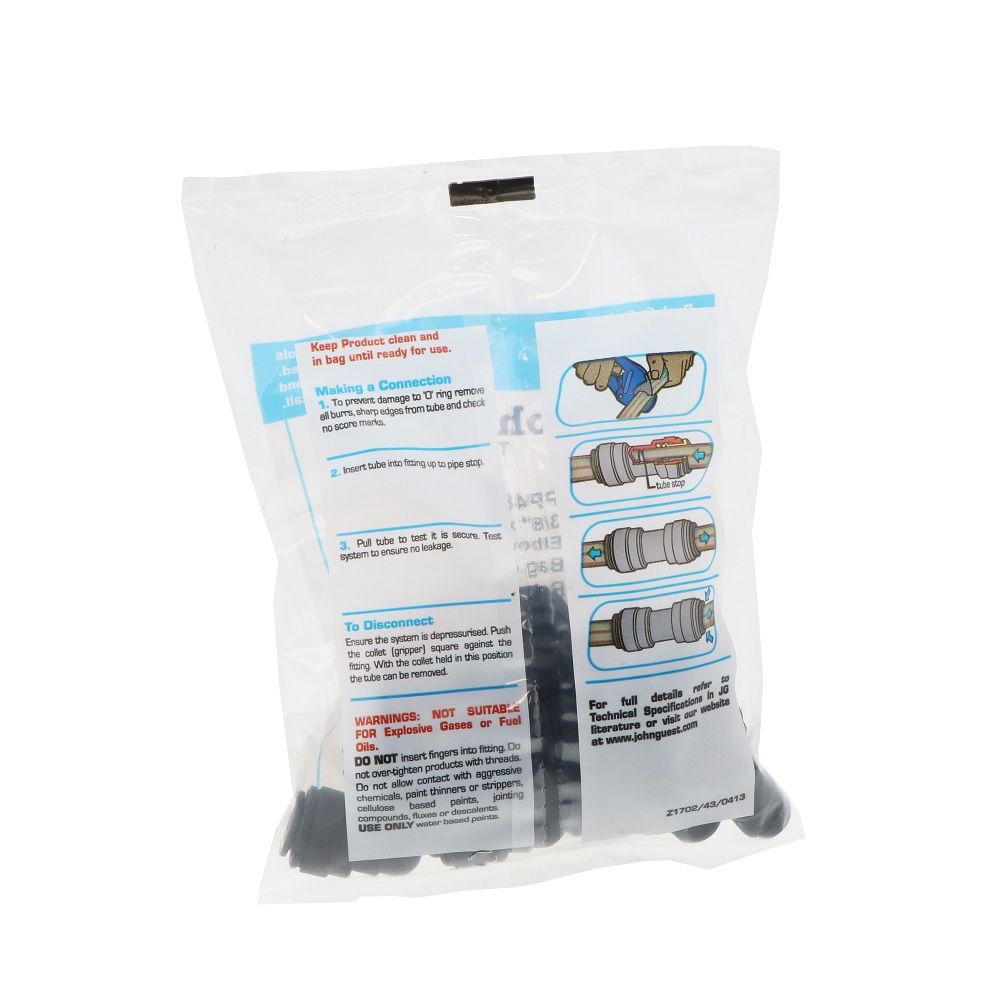 John Guest Fixed Elbow NPTF Black Polypropylene - 3/8 x 1/4 NPTF