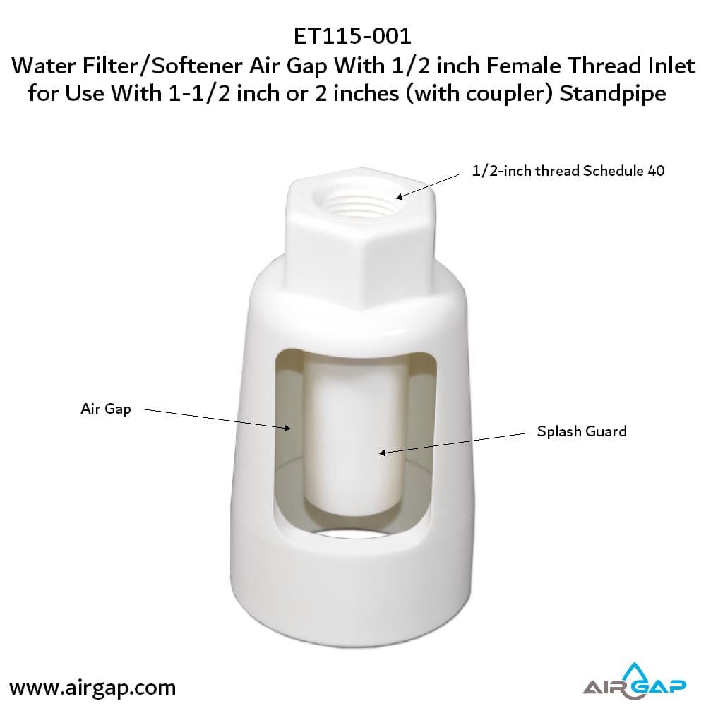 Standpipe Airgap - 1.5" PVC 40 / ABS, 1/2" FPT G15