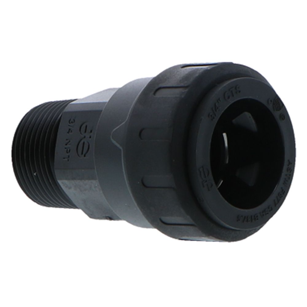 John Guest Black Male Connector - 3/4 CTS x 3/4 NPT
