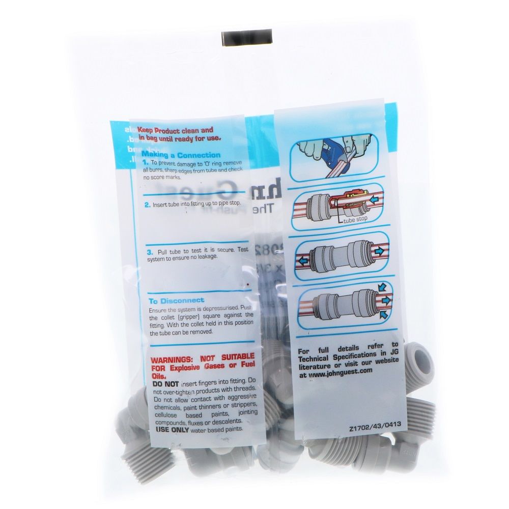 John Guest Fixed Elbow NPTF - 1/4 x 3/8 NPTF