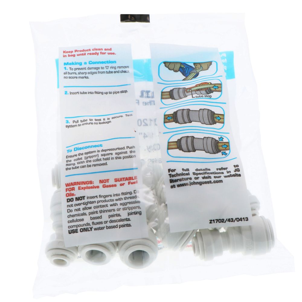 John Guest Reducing Union Polypro - 3/8 x 1/4