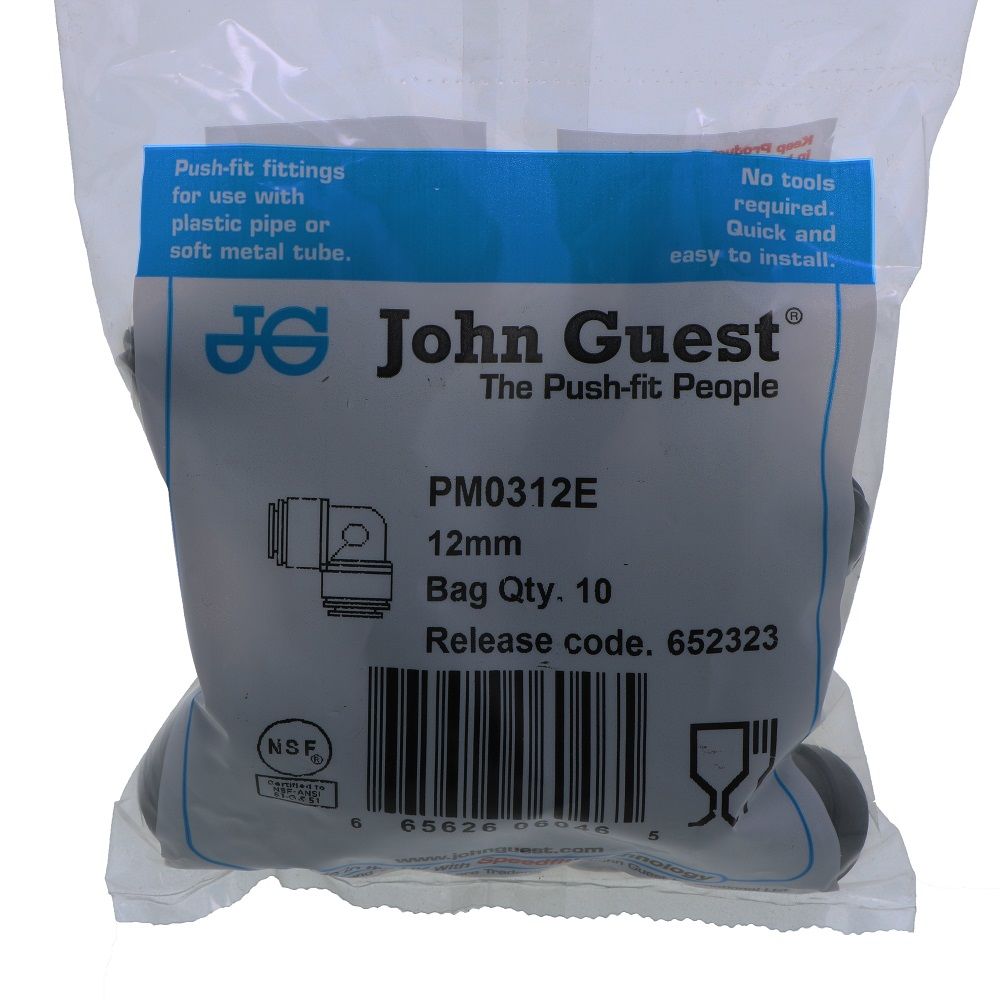 John Guest Union Elbow BLACK ACETAL - 12mm