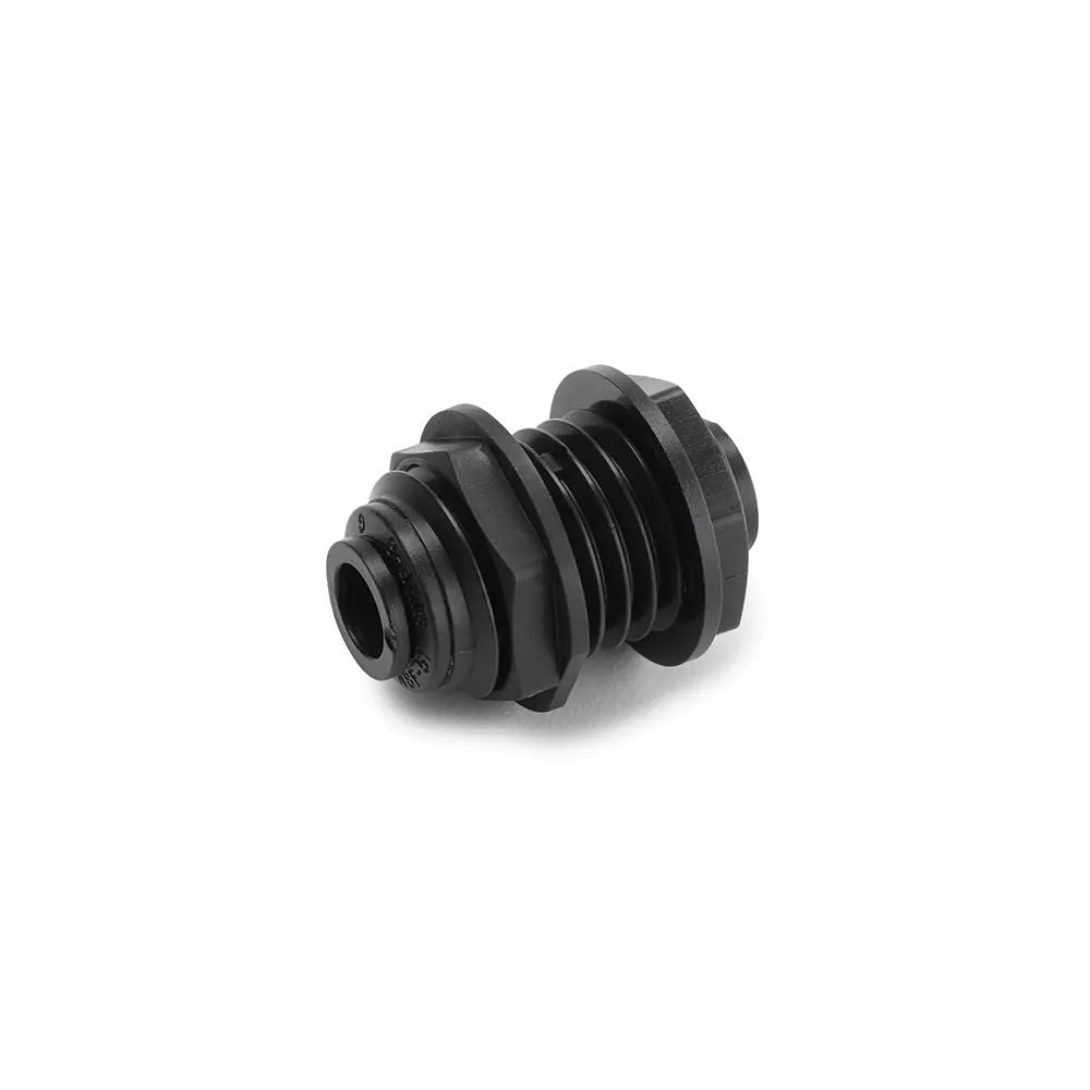 Black Kynar PVDF Bulkhead Union - 3/8 x 3/8